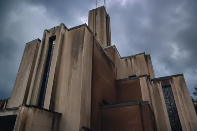 Modern Church Exterior Under Overcast Sky