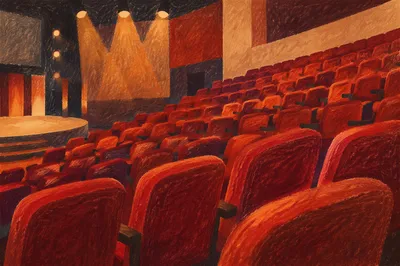 Modern Megachurch Auditorium with Warm Stage Lights