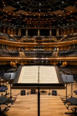 Quiet Megachurch Stage with Music Stand