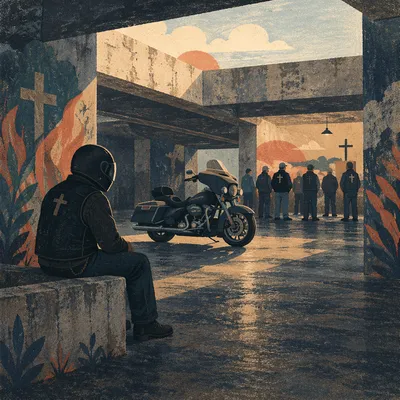 Motorcycle Ministry Gathering Before Evening Service