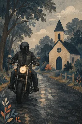 Motorcycle Ministry Rider Near Community Church