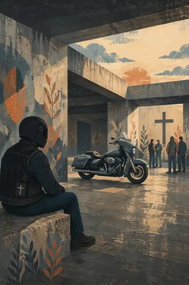 Motorcycle Ministry Gathering Before Evening Service