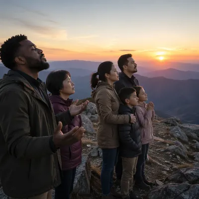 Believers Worship at Mountain Sunrise