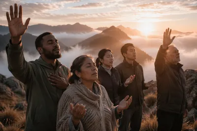 Sunrise Prayer Gathering on Mountain Summit