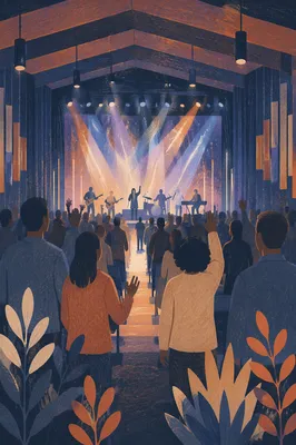 Contemporary Worship Service with Moving Stage Lights