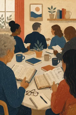 Multicultural Bible Study Around Community Table