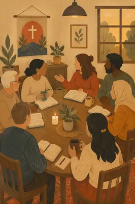 Multicultural Bible Study Around Warm Fellowship Table