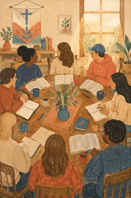 Multicultural Bible Study Around Warm Fellowship Table