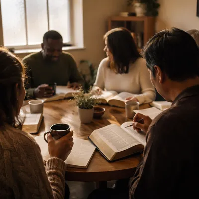 Multicultural Bible Study in Cozy Church Room