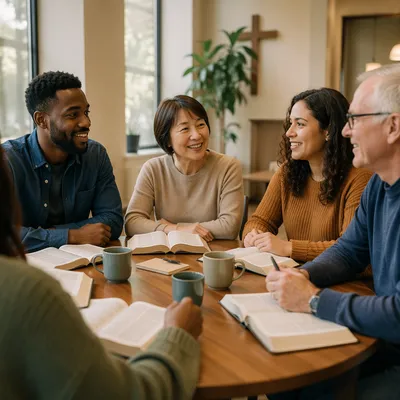 Multicultural Bible Study Group in Church