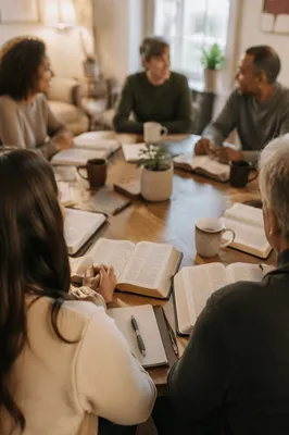 Multicultural Bible Study in Cozy Church Room