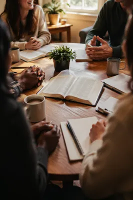 Multicultural Bible Study Around Fellowship Table