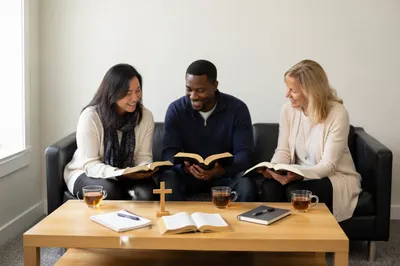 Multicultural Bible Study in Church Lounge