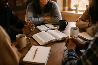 Multicultural Bible Study Around Fellowship Table