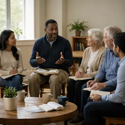 Pastor Teaching Adults in Church Classroom