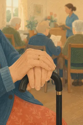 Elderly Hands in Nursing Home Worship