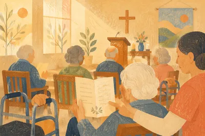 Peaceful Nursing Home Chapel Worship Gathering