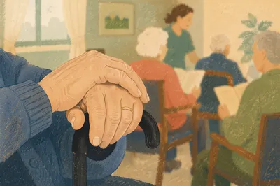 Elderly Hands in Nursing Home Worship