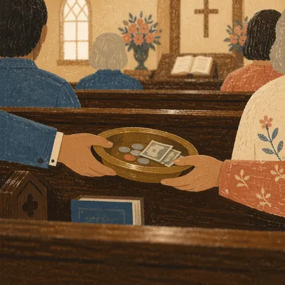 Offering Plate Passed in Chapel Pew