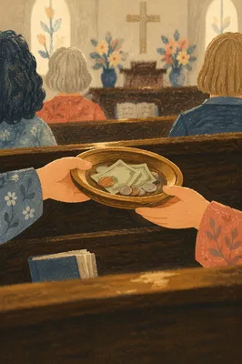 Offering Plate Passed in Chapel Pew