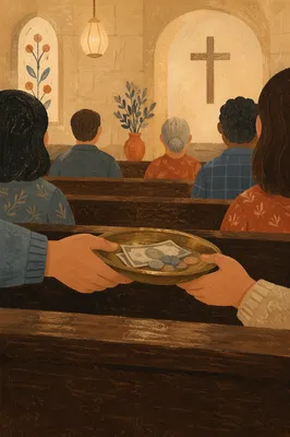 Offering Plate Passed During Church Worship