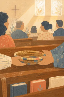 Offering Plate Passed Along Church Pew