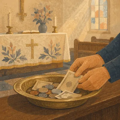 Offering Plate on Church Altar