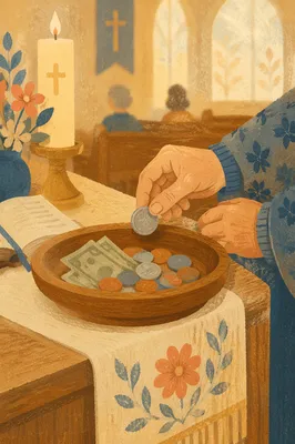 Offering Plate on Church Altar