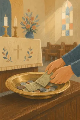 Offering Plate on Church Altar