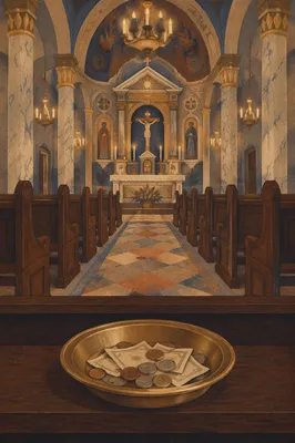 Offering Plate on Church Pew