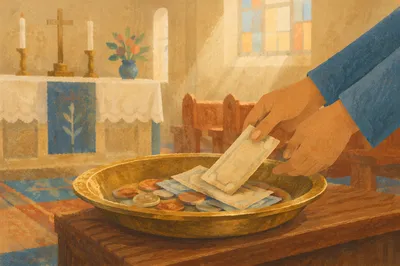 Offering Plate on Church Altar