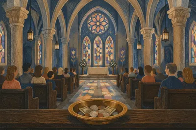 Offering Plate on Cathedral Altar Rail