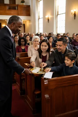 Offering Plate Passed in Church Service