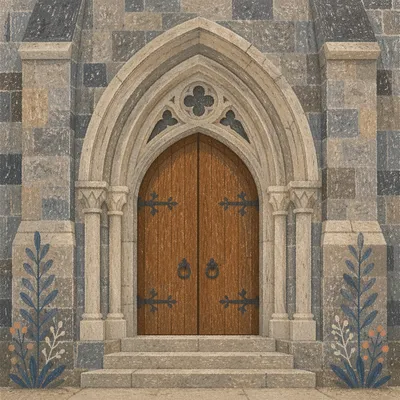 Old Arched Stone Church Doorway