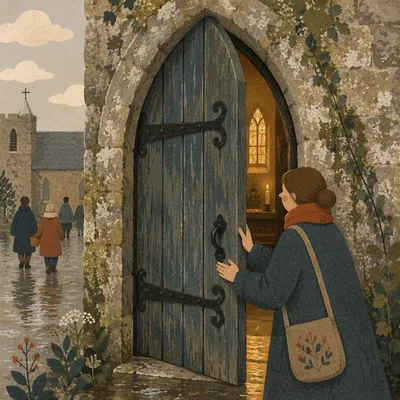 Arched Stone Church Door Opening Light