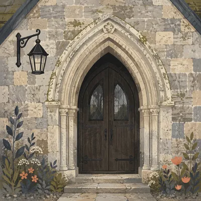Historic Arched Stone Chapel Doorway