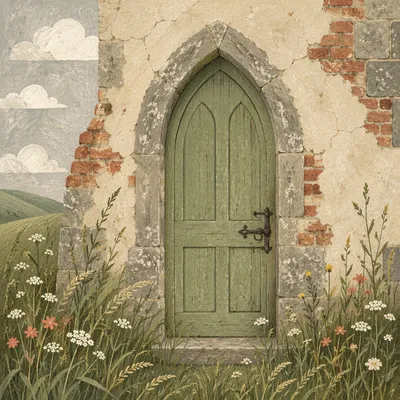 Old Arched Sage Church Door