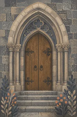 Old Arched Stone Church Doorway