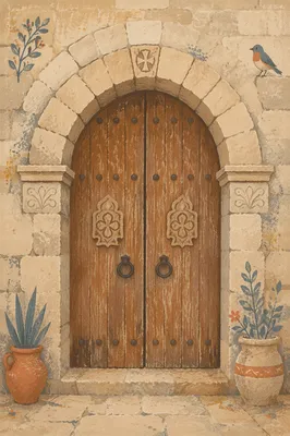 Historic Arched Stone Church Doorway