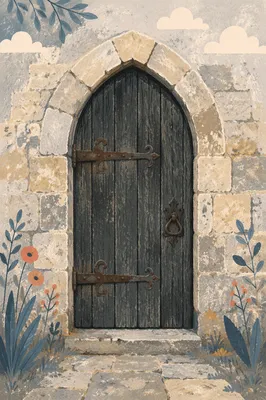 Historic Arched Wooden Church Door