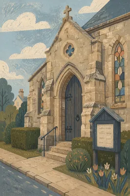 Old Stone Church Arched Wooden Door