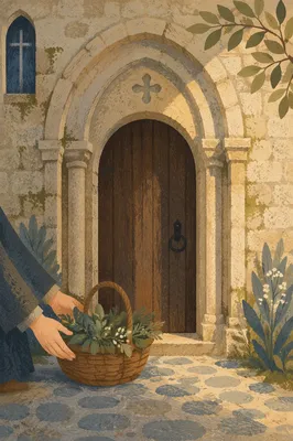 Welcoming Old Arched Church Stone Door