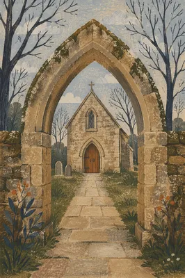 Old Stone Chapel Gothic Archway Entrance