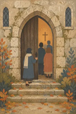 Old Arched Stone Church Doorway