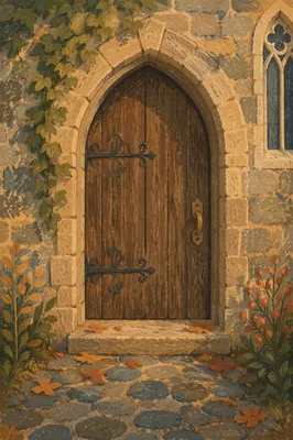 Old Arched Stone Church Doorway
