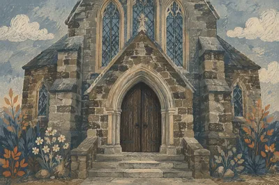 Historic Stone Church Arched Entrance