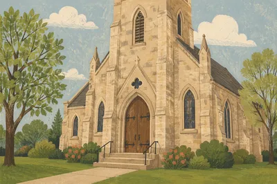 Old Stone Church with Arched Door