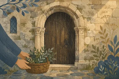 Old Arched Stone Church Doorway