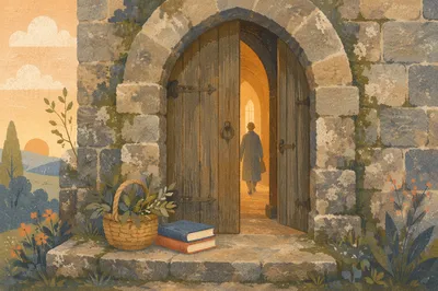 Old Arched Stone Church Doorway
