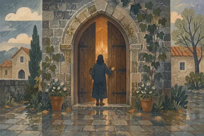 Old Arched Stone Church Doorway
